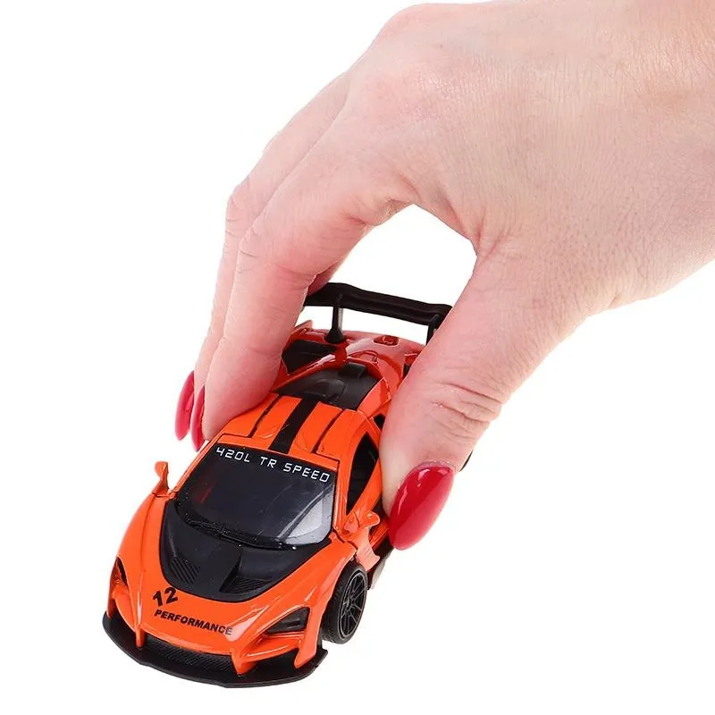 Diecast Pull Back Sports Car- 4 Assorted Colours, Blue, Green, Yellow, Orange – image 2