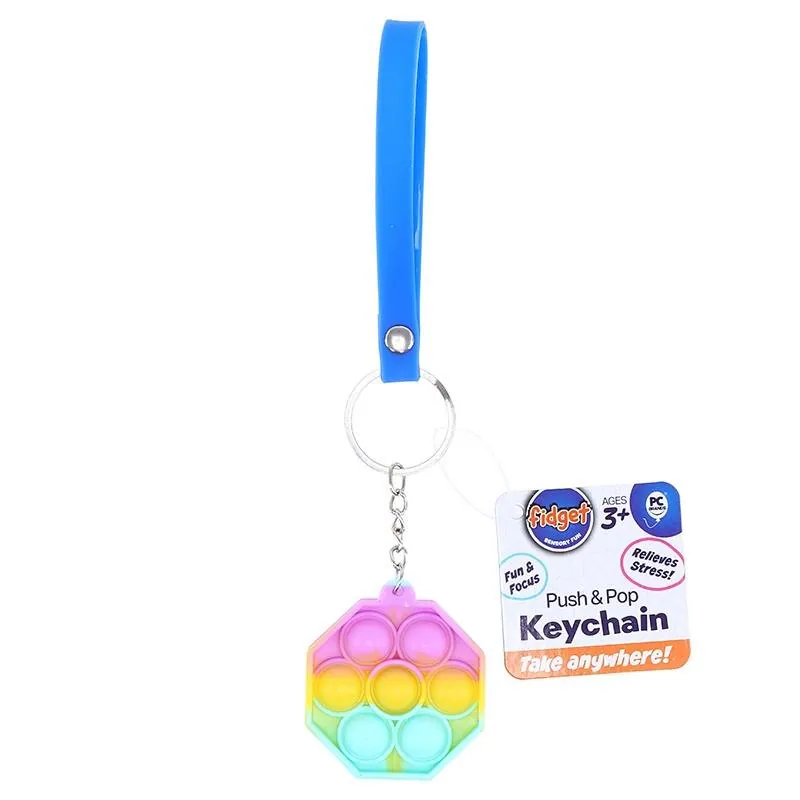 Fidget Push & Pop Keychain Series with Wrist Strap - 8 Assorted Designs – image 3