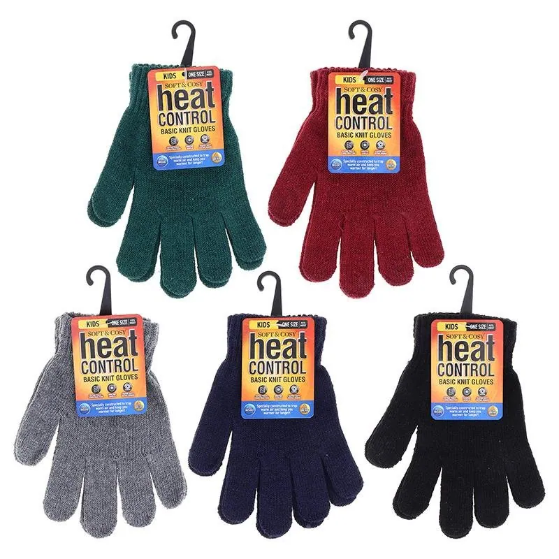 Gloves Kids Basic Knit 5 Assorted Colours Black, Grey, Navy, Green & Maroon – image 3