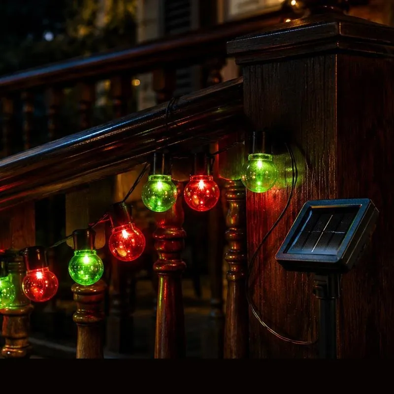 Christmas Solar Festoon Red & Green Mixed Lights 2 Functions 20pk – image 2
