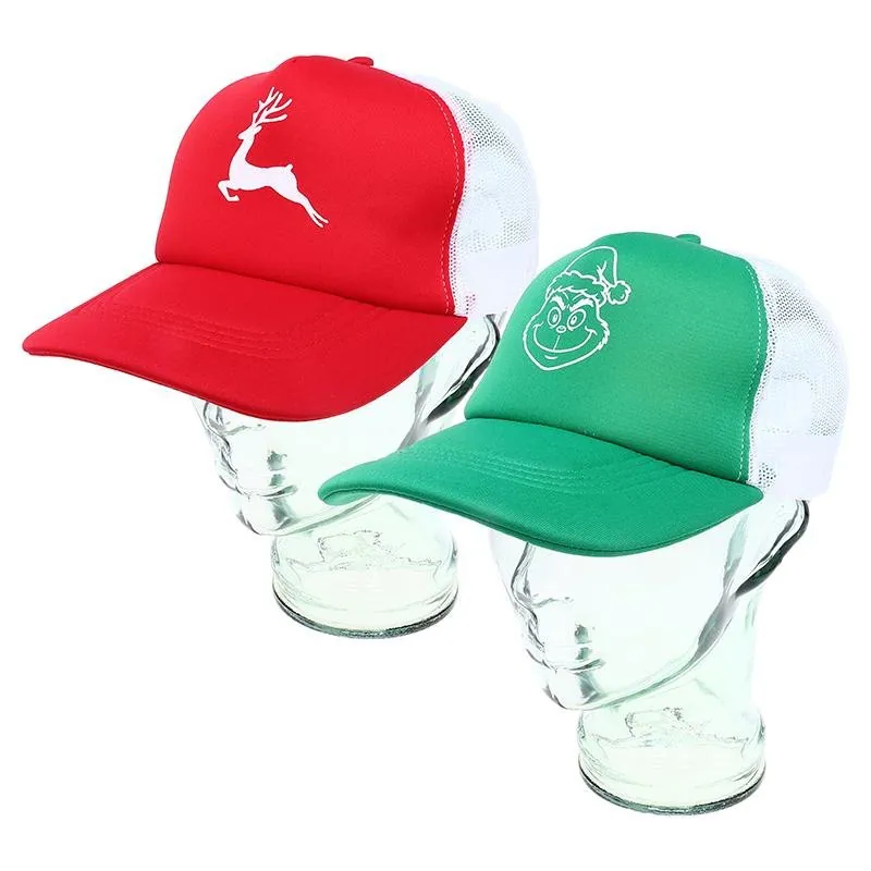 Hat Trucker Christmas Adults Green & Red – image 3