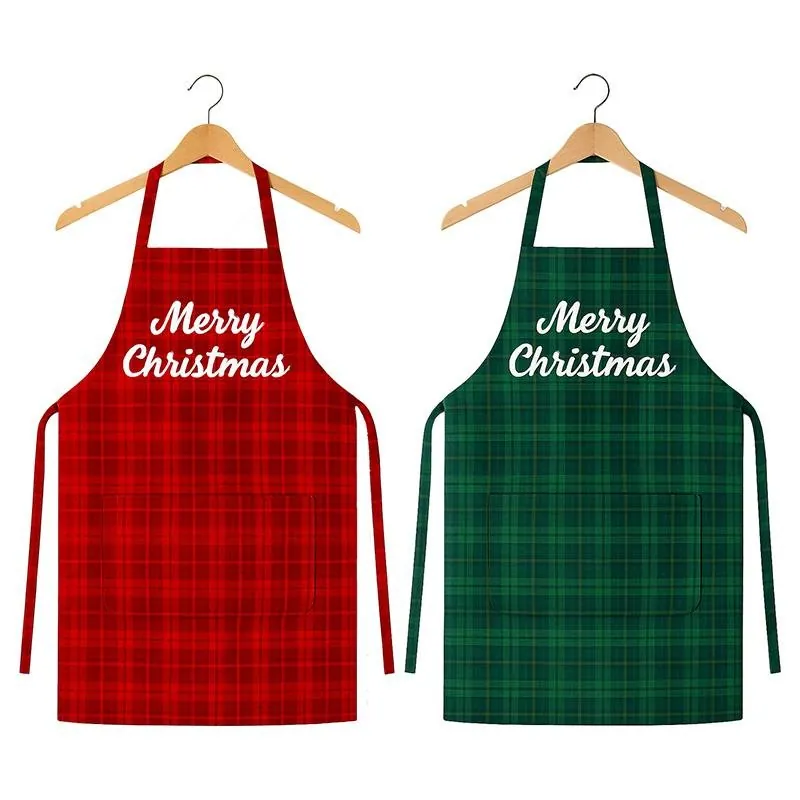 Christmas Apron Plaid Design Cotton 2 Assorted Designs 50cm X 70cm – image 2
