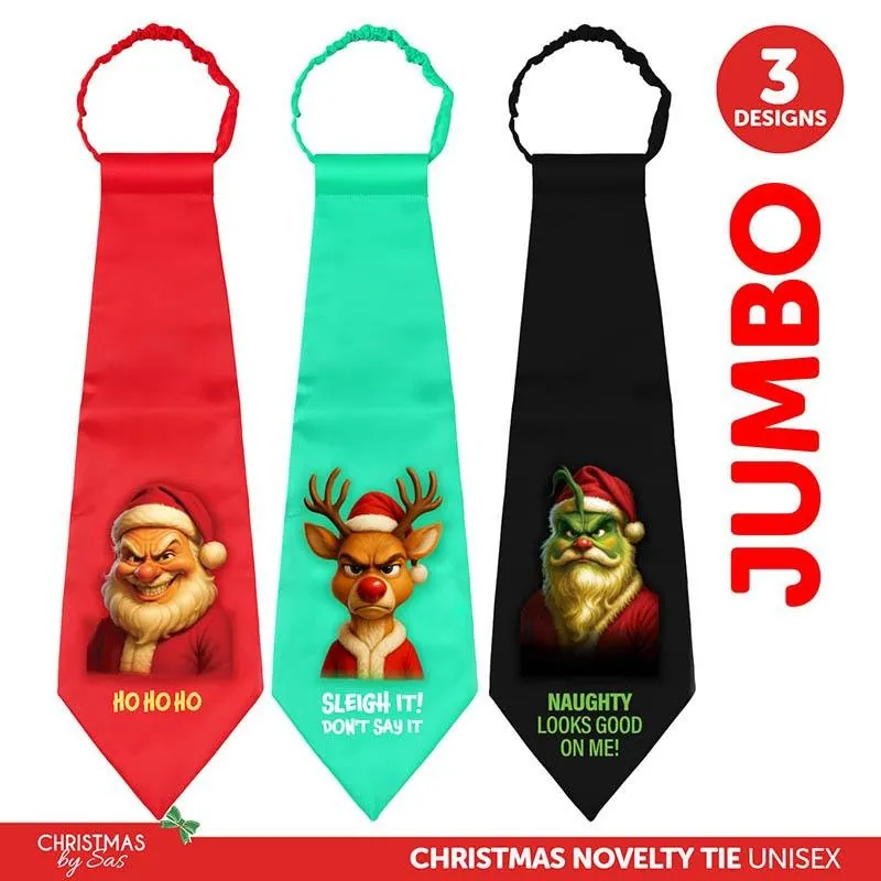 Jumbo Christmas Novelty Tie 57cm X 17.5cm 3 Assorted Designs – image 4