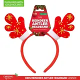Christmas Headband Antler Kids Plush Red with Gold Accents 21cm X 16cm – image 4