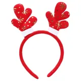 Christmas Headband Antler Kids Plush Red with Gold Accents 21cm X 16cm – image 1