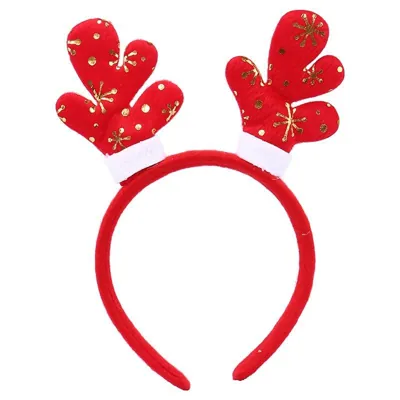 Christmas Headband Antler Kids Plush Red with Gold Accents 21cm X 16cm