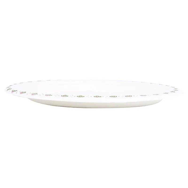Sugarcane Bagasse Christmas Oval Plates 18pk Large 31cm X 25.5cm Holly Print – image 2