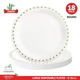 Sugarcane Bagasse Christmas Round Plates 18pk Large Ø 26cm Holly Print – image 4