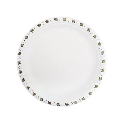 Sugarcane Bagasse Christmas Round Plates 18pk Large Ø 26cm Holly Print