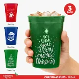 Christmas Cups 520ml Red, Blue & Green 3pc – image 4