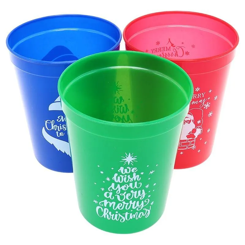 Christmas Cups 520ml Red, Blue & Green 3pc – image 3