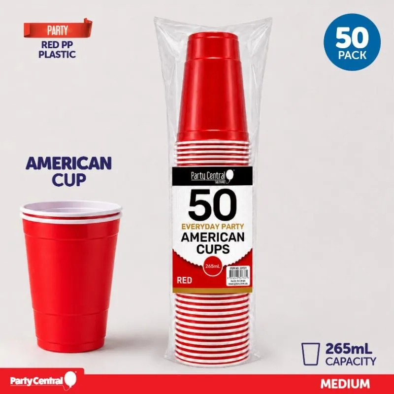 Drinkware & Partyware Party Cups 265ml 50pk American Red – image 3