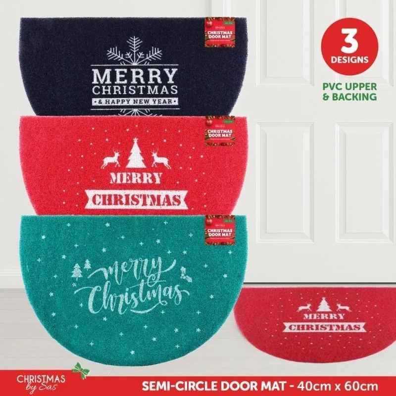 Door Mat Semi-Circle Christmas 40cm X 60cm 3 Assorted Design PVC Upper & Backing – image 3