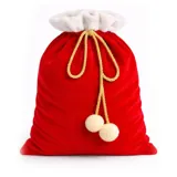 Christmas Jumbo Santa Sack Red Velvet with Gold Braided Drawstring with Pom-Poms 100cm X 70cm – image 1
