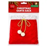 Christmas Jumbo Santa Sack Red Velvet with Gold Braided Drawstring with Pom-Poms 100cm X 70cm – image 3