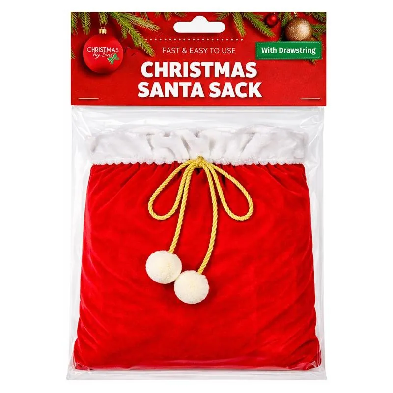 Christmas Jumbo Santa Sack Red Velvet with Gold Braided Drawstring with Pom-Poms 100cm X 70cm – image 3