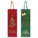Gift Bag Premium Foil Christmas Bottle Bags 35cm X 11.5cm X 9cm 2 Assorted Designs – image 2