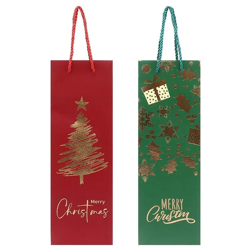 Gift Bag Premium Foil Christmas Bottle Bags 35cm X 11.5cm X 9cm 2 Assorted Designs – image 2