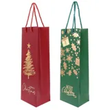 Gift Bag Premium Foil Christmas Bottle Bags 35cm X 11.5cm X 9cm 2 Assorted Designs – image 3