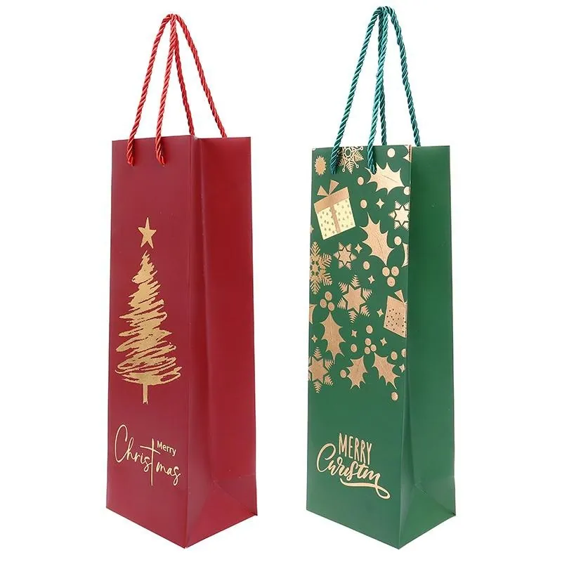Gift Bag Premium Foil Christmas Bottle Bags 35cm X 11.5cm X 9cm 2 Assorted Designs – image 3