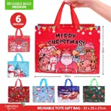 Gift Bag Reusable Christmas Medium Tote 33cm X 25cm X 17cm 6 Assorted Christmas Designs – image 4