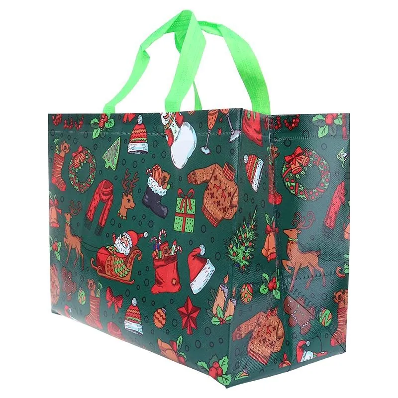 Gift Bag Reusable Christmas Medium Tote 33cm X 25cm X 17cm 6 Assorted Christmas Designs – image 2