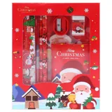 Christmas Stationery Set 6pc (Ruler, 2 Pencils, Sharpener, Eraser & Pocket Pad) 4 Assorted Designs – image 2