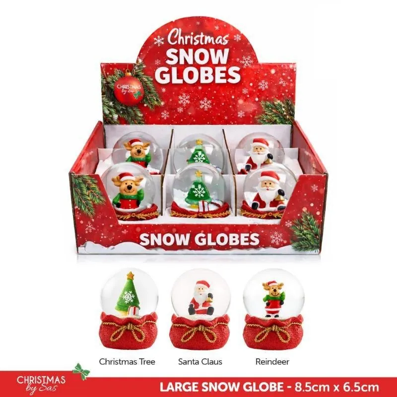 Christmas Toy Snow Globe Large Santa Sack Base 6.5cm X 6.5cm X 8.5cm 3 Assorted Designs – image 4
