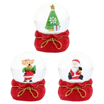 Christmas Toy Snow Globe Large Santa Sack Base 6.5cm X 6.5cm X 8.5cm 3 Assorted Designs