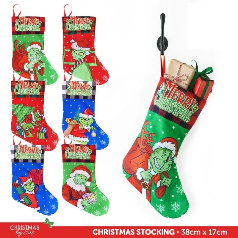 Christmas Stocking 6 Assorted Designs 17cm X 38cm – image 4