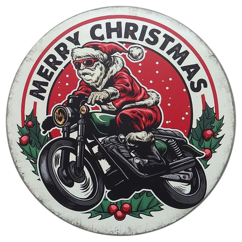 Christmas Metal Sign Round Design 6 Assorted Designs 30cm – image 2