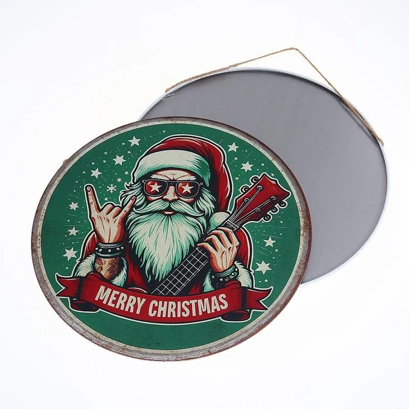 Christmas Metal Sign Round Design 6 Assorted Designs 30cm – image 3