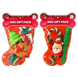 Christmas Pet Gift Set 4pk 2 Assorted Sets (Each Set Includes 2 Squeaky Toys, 1 Tennis Ball & a Rope Toy) – image 3