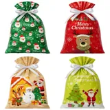 Christmas 2pk Small Foil Gift Bag with Drawstring & Gift Tag (24cm X 32cm) 2 Assorted Designs – image 2