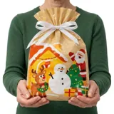 Christmas 2pk Small Foil Gift Bag with Drawstring & Gift Tag (24cm X 32cm) 2 Assorted Designs – image 3