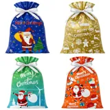Christmas 2pk Medium Foil Gift Bag with Drawstring & Gift Tag (29cm X 43cm) 2 Assorted Designs – image 2