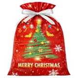 Christmas 2pk Large Foil Gift Bag with Drawstring & Gift Tag (39cm X 51cm) 2 Assorted Designs – image 1