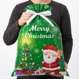 Christmas 2pk Large Foil Gift Bag with Drawstring & Gift Tag (39cm X 51cm) 2 Assorted Designs – image 3