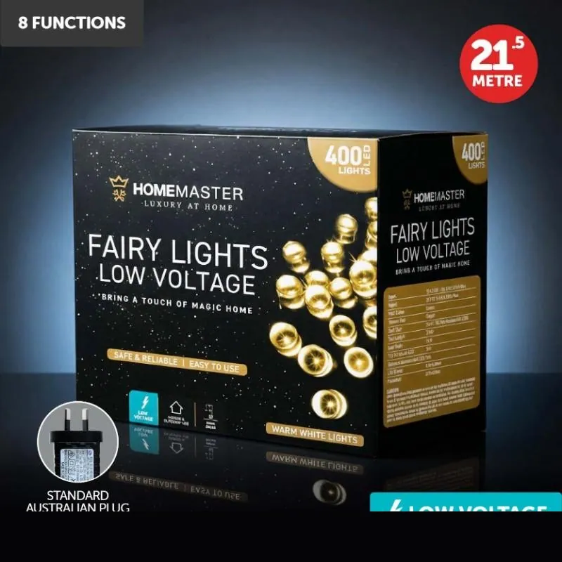 Christmas Fairy Light Low Voltage 400LED 21.5m Total Length Warm White Colour 8 Functions – image 4
