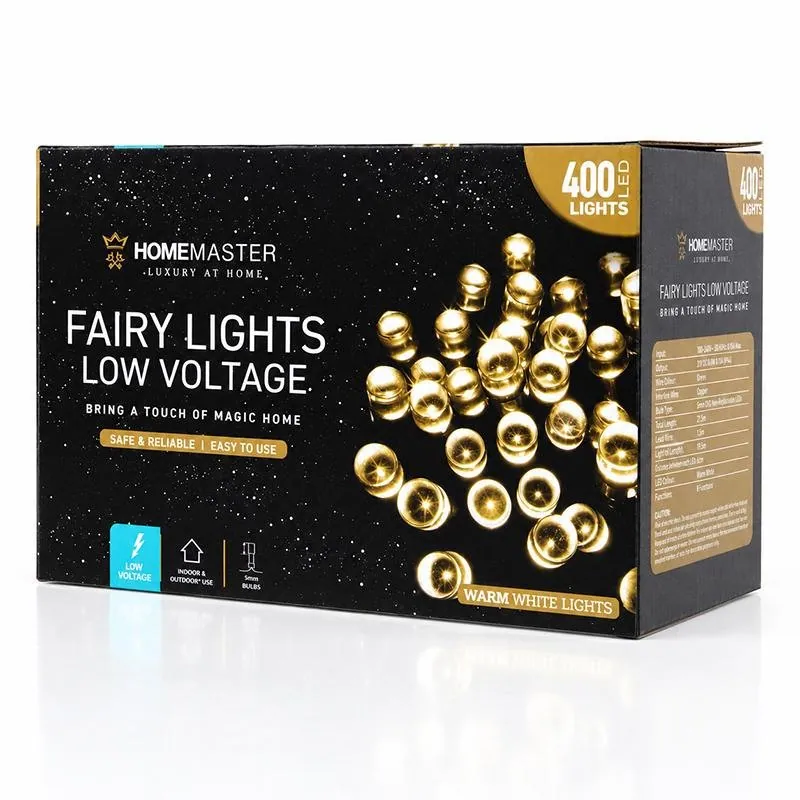 Christmas Fairy Light Low Voltage 400LED 21.5m Total Length Warm White Colour 8 Functions – image 3