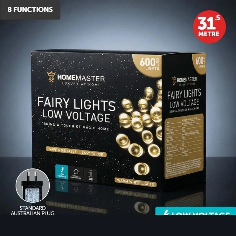 Christmas Fairy Light Low Voltage 600LED 31.5m Total Length Warm White Colour 8 Functions – image 4