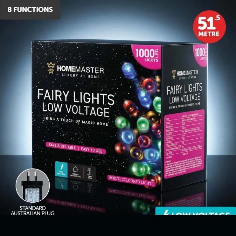 Christmas Fairy Light Low Voltage 1000LED 51.5m Total Length Multi Colour 8 Functions – image 4
