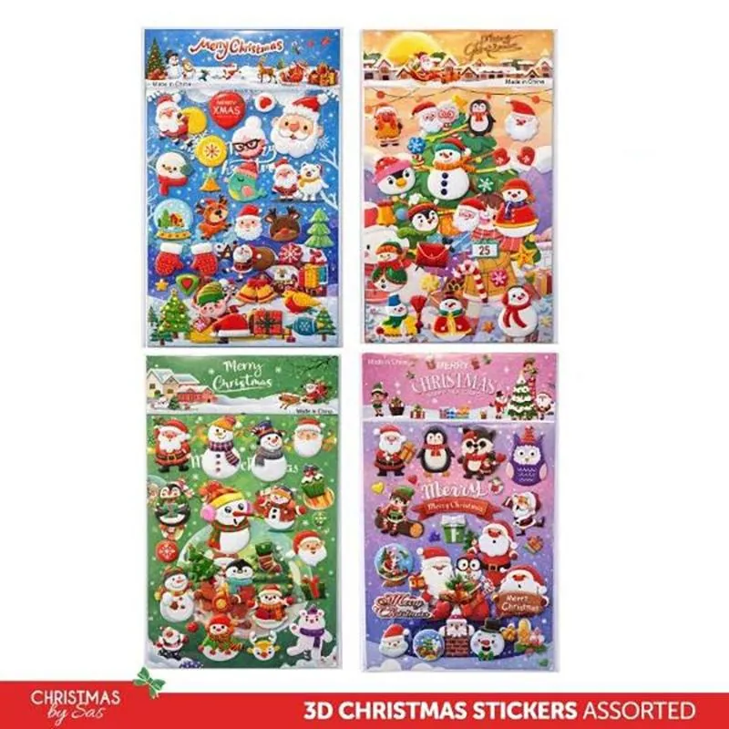 Christmas 3D Stickers 10cm X 18cm 4 Assorted Designs – image 3