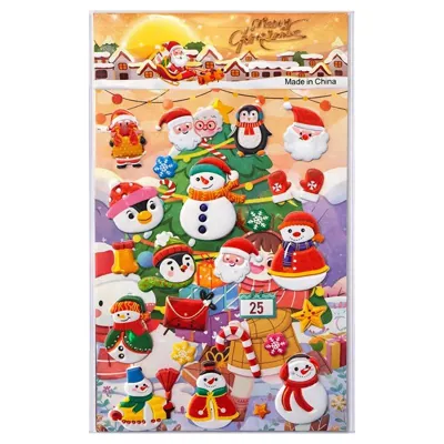 Christmas 3D Stickers 10cm X 18cm 4 Assorted Designs