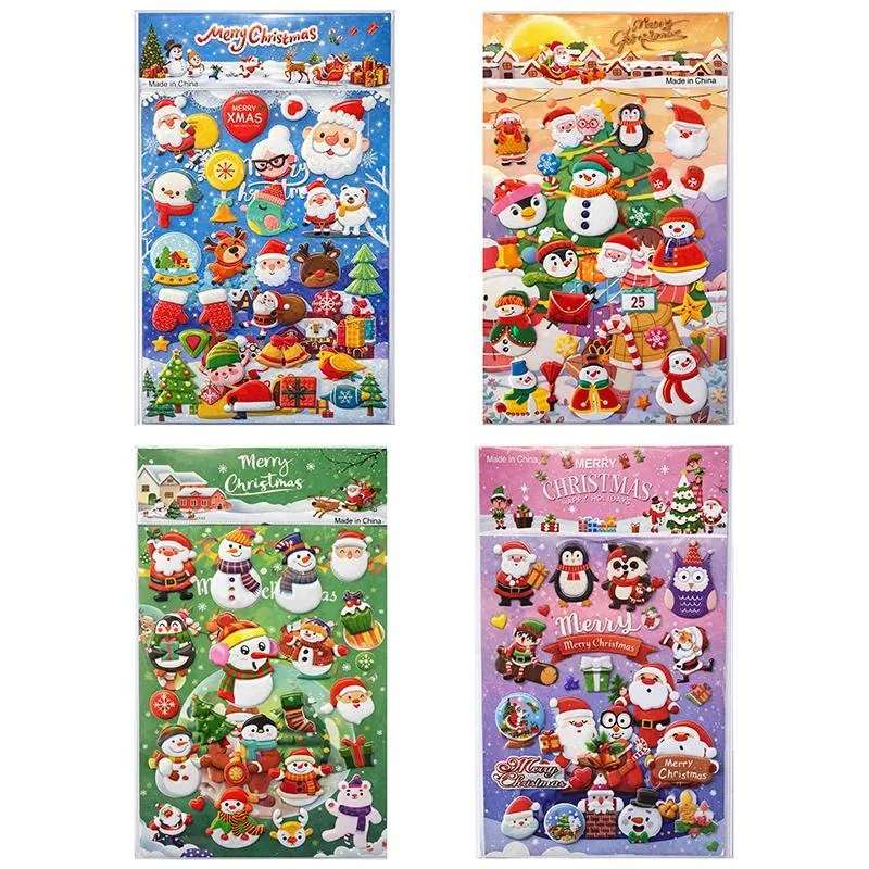 Christmas 3D Stickers 10cm X 18cm 4 Assorted Designs – image 2