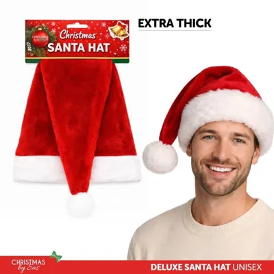 Christmas Santa Hat Extra Thick Adults 32cm X 43cm Red/White