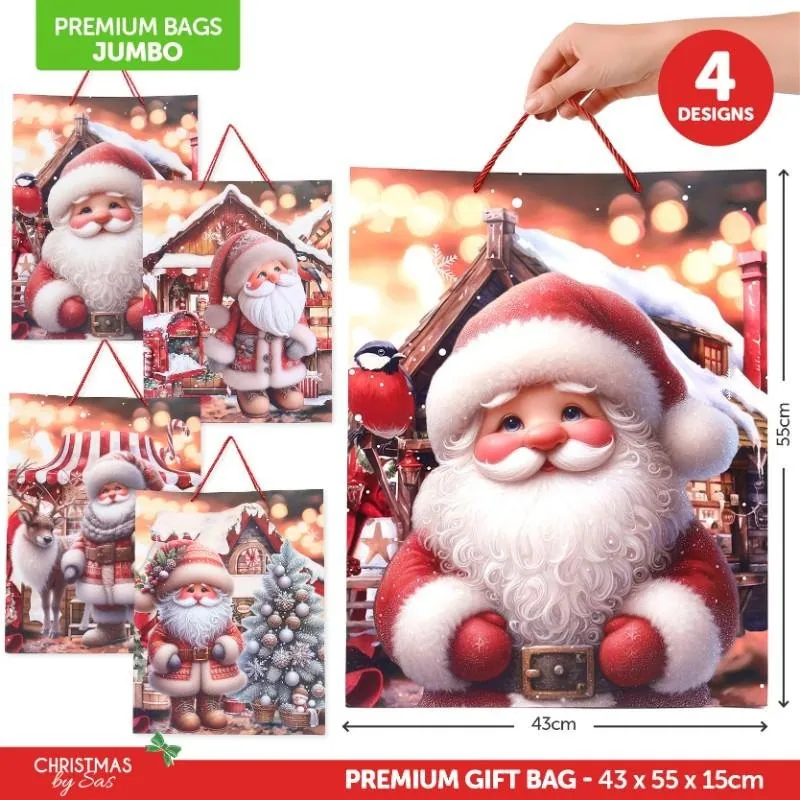 Gift Bag Cozy Christmas Jumbo 43cm X 55cm X 15cm 4 Assorted Designs – image 4
