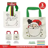 Colour in Tote Bag Christmas with Markers 21cm X 20cm 3 Assorted Designs – image 3