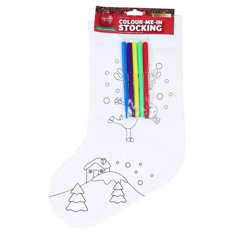 Colour in Christmas Stocking with Markers 33cm X 16cm 3 Assorted Designs – image 2
