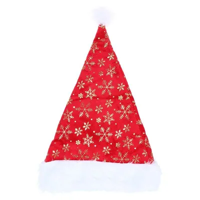 Christmas Santa Hat Gold Foil Print 2 Assorted Designs 34cm X 29cm